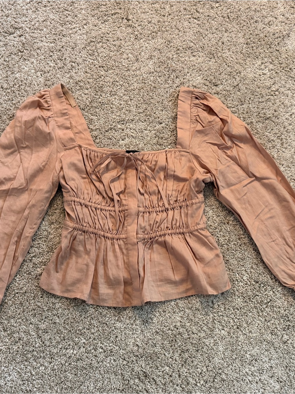 J. Crew 100% Cotton Square-Neck Smocked Waist Blouse